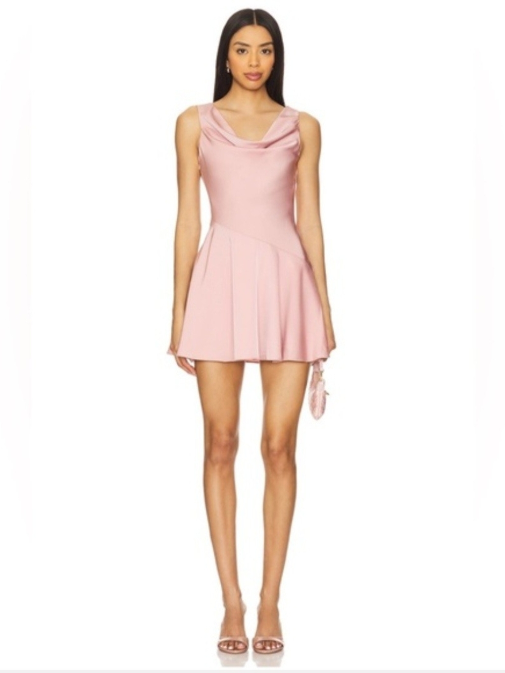 Cowl Neck Sleeveless Pink Mini Dress